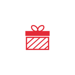 The icon of the gift. Icon for a holiday. Red on a white background.