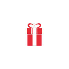 The icon of the gift. Icon for a holiday. Red on a white background.