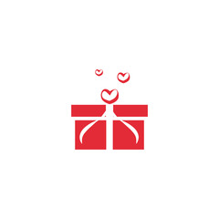 Obraz premium The icon of the gift. Icon for a holiday. Red on a white background.