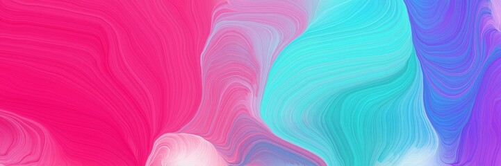 vibrant colored banner with waves. abstract waves illustration with medium turquoise, turquoise and deep pink color