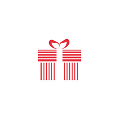 The icon of the gift. Icon for a holiday. Red on a white background.