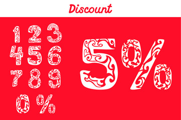 Naklejka premium all % discount number for sales design and advertising needs white color