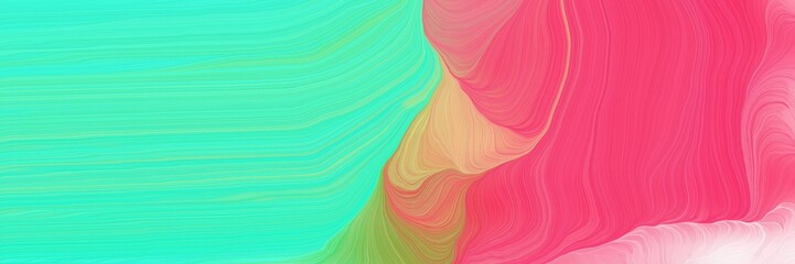 vibrant colored banner with waves. elegant curvy swirl waves background illustration with turquoise, pastel red and light coral color