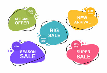 Super set different shape geometric flat banners. Modern abstract shapes for sale promotion. Modern flat style vector illustration