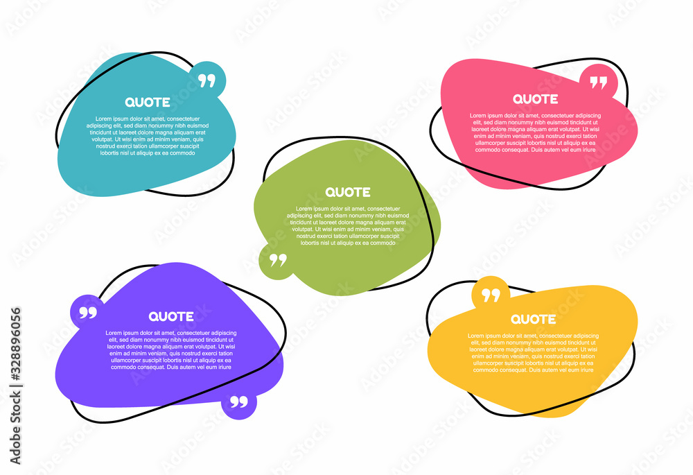 Poster super set different shape geometric texting boxes. colored quote box speech bubble. modern flat styl