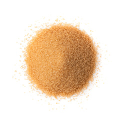 Raw Brown Cane Sugar Isolated on White Background