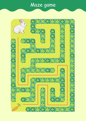 Rabbit and Carrot Maze educational game for children