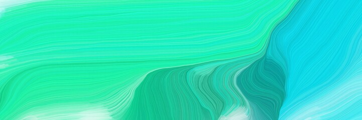 creative banner with turquoise, medium spring green and pale turquoise color. modern curvy waves background design