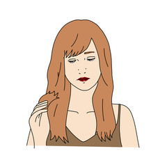 傷んだ髪に悩む女性