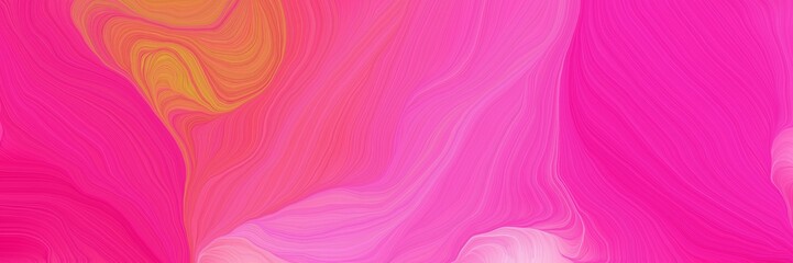 landscape orientation graphic with waves. elegant curvy swirl waves background design with deep pink, peru and hot pink color