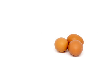three eggs isolated on white background