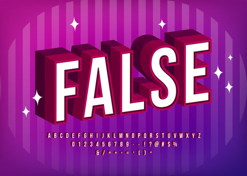 3D Sans Serif Condensed Alphabet with Vintage Colors. Retro Typography. Vector Illustration