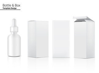 Dropper Bottle Mock up Realistic Cosmetic and Box for Skincare Product on White Background Illustration. Health Care and Medical Concept Design.