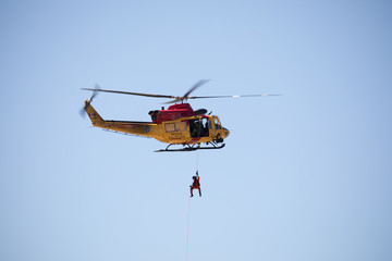 rescue helicopter with rappeller