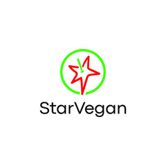 tomato vegan gym vector logo with star and clean