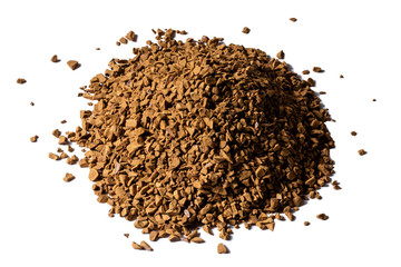 Ground coffee over white isolated background. High resolution, DOF, top view.