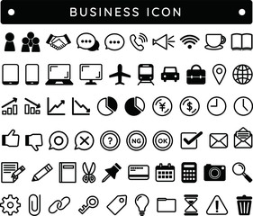 ビジネスのアイコン イラスト コミュニケーション 上昇 下降 円 ドル 時間 手紙 Ok Ng 電卓 Wall Mural Yugoro