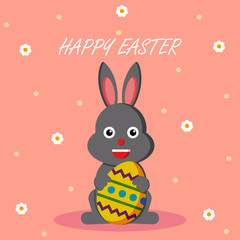 happy easter day card, template and banner on pink background. vector Illustration.