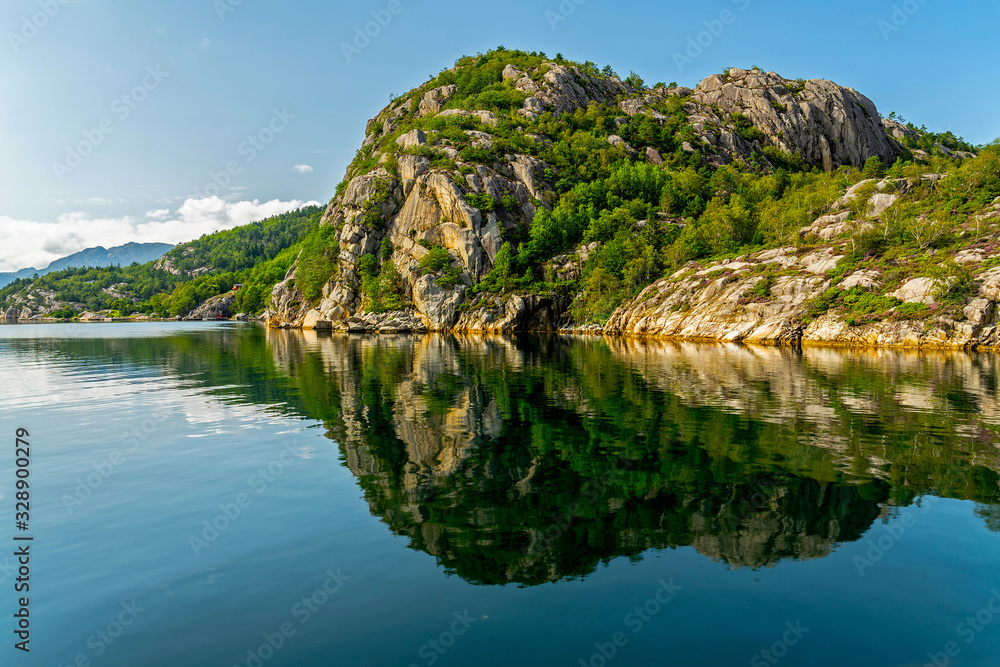 Wall mural lysefjord rock landscape sea mountain fjord view, norway