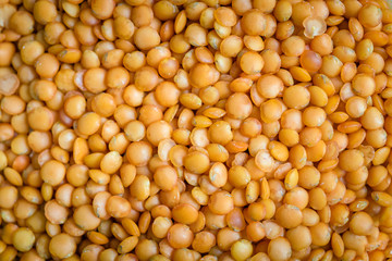 Background of orange lentils