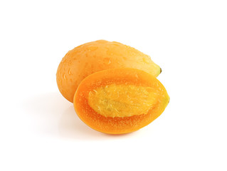 Maprang Fruit (Marian plum, Plum mango) isolated on white background with clipping path, Fruit of Thailand.