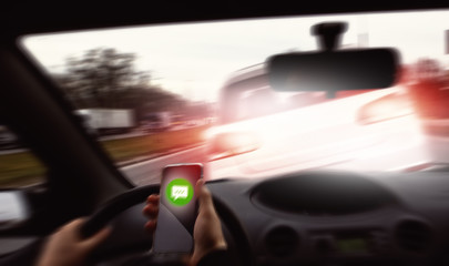 car accident by looking through a cell phone