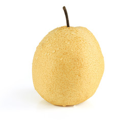 Water drop Snow pear (Korea pear, chinese pear, nashi) fresh fruit isolated on white background with clipping path.