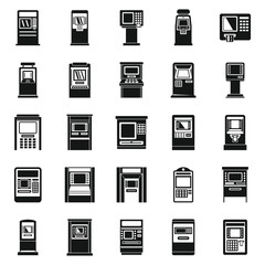 Bank atm machine icons set. Simple set of bank atm machine vector icons for web design on white background