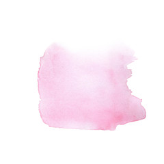 Pink watercolor splat on white background. Illustration for cartoon, paper, textile, decoration, gifts.