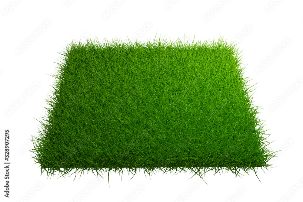 Aufkleber top view grass field isolated on white background with clipping path