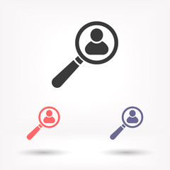 Magnifier with a man vector icon , lorem ipsum Flat design