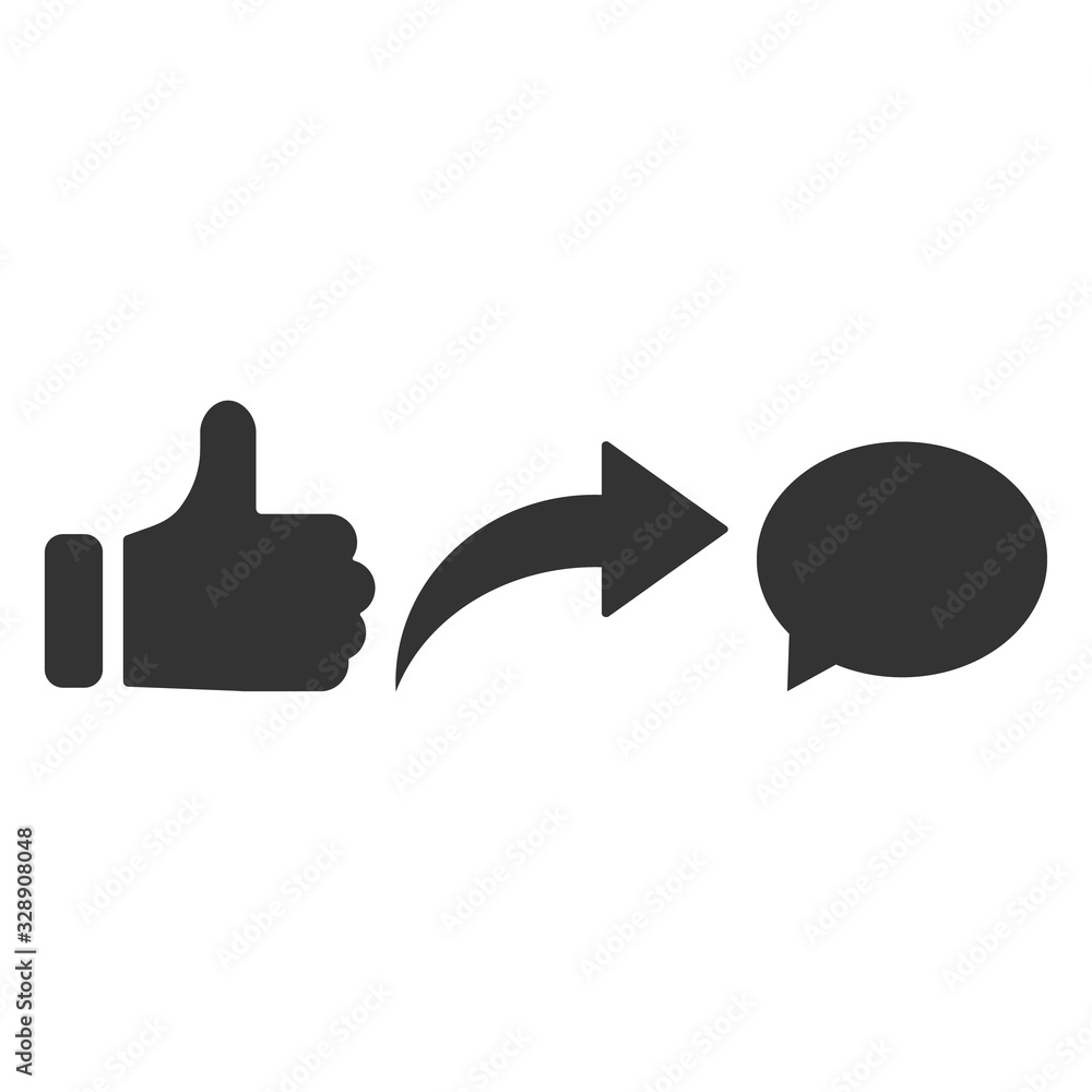 Aufkleber like comment share dislike subscribe vector icon button set.