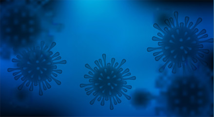 Fototapeta na wymiar Coronavirus, covit-19 virus concept. Medical healthcare, microbiology concept. Microscopic view of a infectious virus. on blue background. vector.