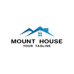 Modern Logo Design with Gradients, Houses with Two Mountains or Two Triangles forming Mountains and Square forming Roofs and Windows