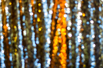 Golden silver glitter bokeh blurred abstract background overlay