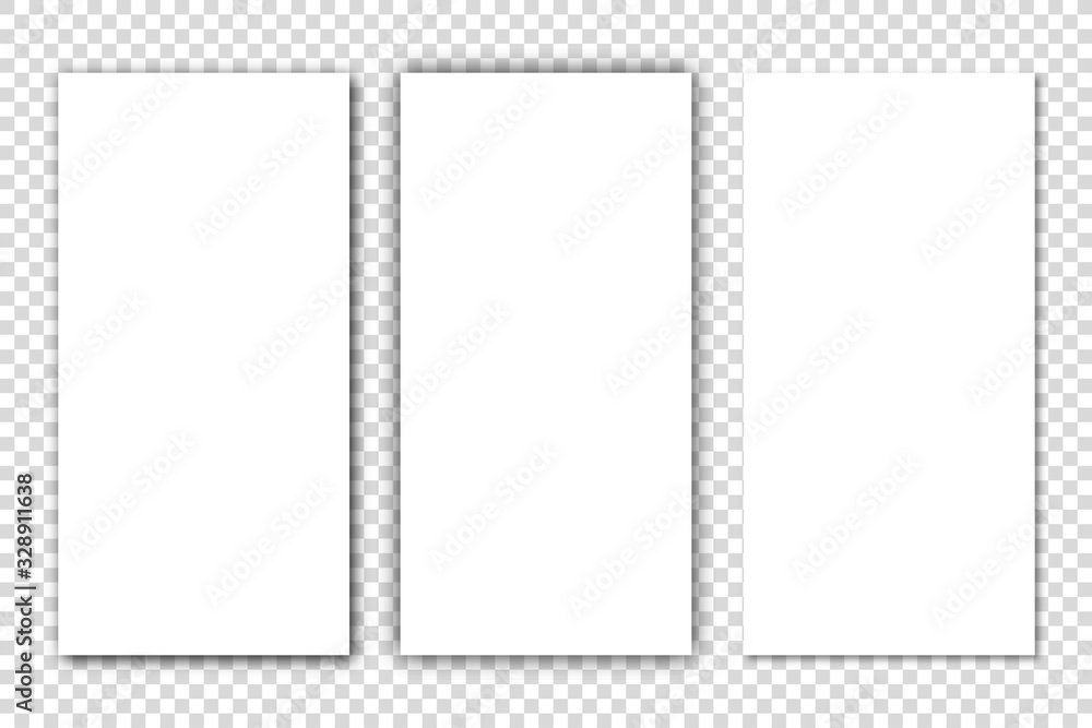 Poster shadow effect set paper transparent background vector