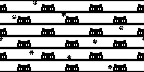 cat seamless pattern kitten paw footprint vector calico pet stripes scarf isolated repeat background cartoon tile wallpaper doodle illustration design