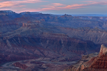 Fototapeta na wymiar Twilight from Lipan Overlook with view of Colorado River, South Rim, Grand Canyon National Park, Arizona, USA