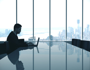 Young businessman working i