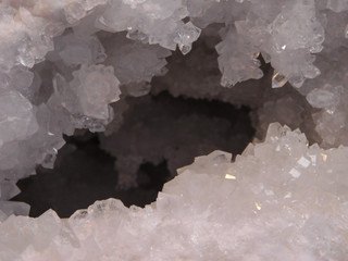 a hollow stone with little brilliant quartz