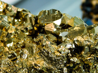  close up of pyrite, mineral resembling gold