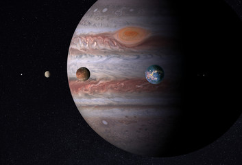 Naklejka premium 3D illustration of Jupiter and fantastic moons