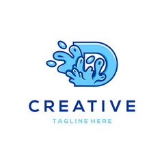 Fototapeta premium Letter D Water Splash Abstract Creative Modern Icon Liquid Logo Design Template Element Vector