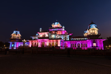 Fototapeta na wymiar Albert Hall museum in India, Jaipur, night view