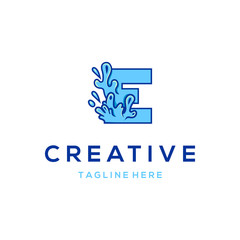 Letter E Water Splash Modern Abstract Creative Icon Logo Design Template Element Vector