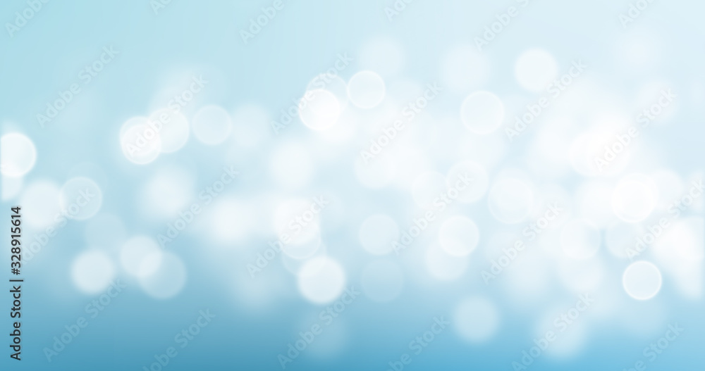 Aufkleber bokeh light on blue background, sky with circle glitter light blur. abstract soft glowing snow with 