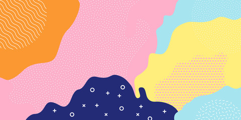 Abstract pattern background, vector color paint splash shape art design. Memphis pattern, geometric modern trendy texture bright background