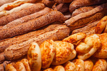 Long sesame buns in the store