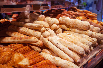 White long bread in the store