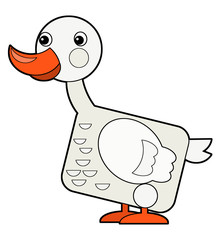 Cartoon funny bird goose isolated on white background - illustration